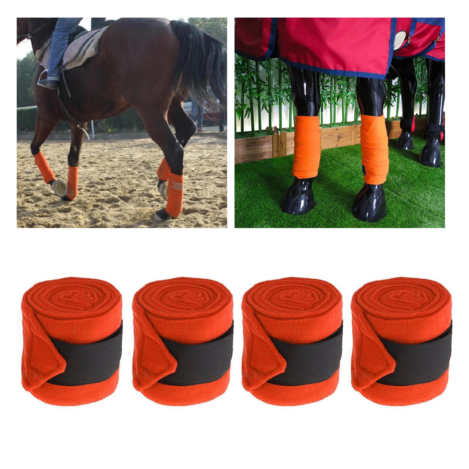 4 Pieces Horse Leg Wraps Soft Fleece Sticky Strap Riding Race Leg Guards