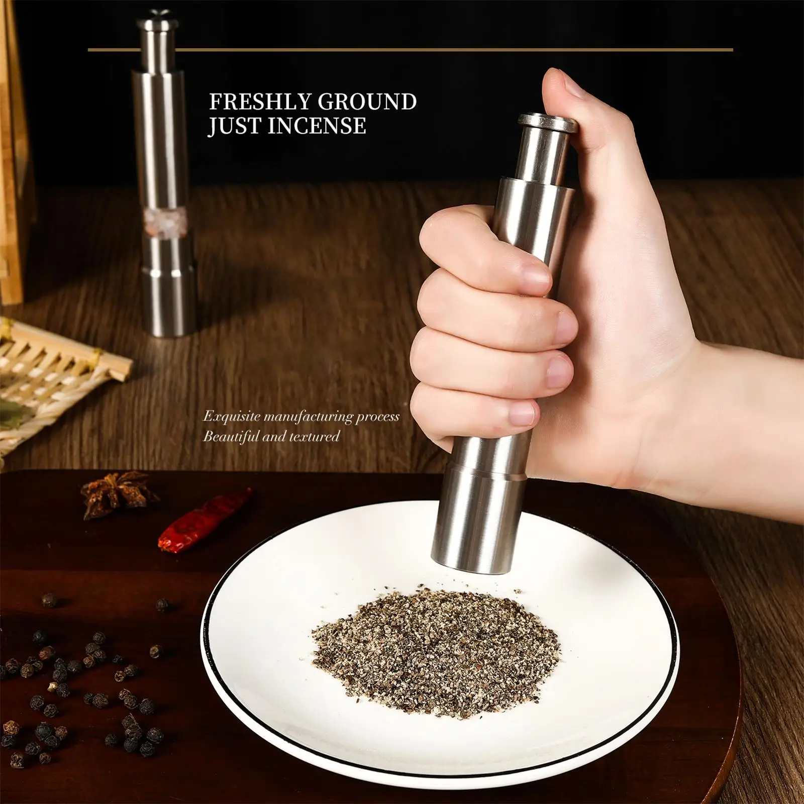 Stainless Steel Pepper Grinder Spice Graters Salt Grinder Mill Pepper and Salt Grinder for Barbecues Household Kitchen Picnics