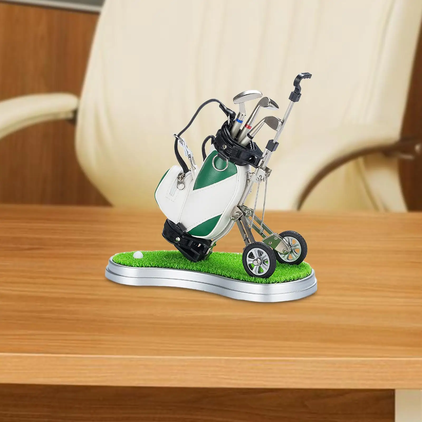 Mini Golf Pens with Golf Bag Holder with Cart Desktop Decoration for Men Novelty Gifts Multipurpose Lightweight Stylish Sturdy