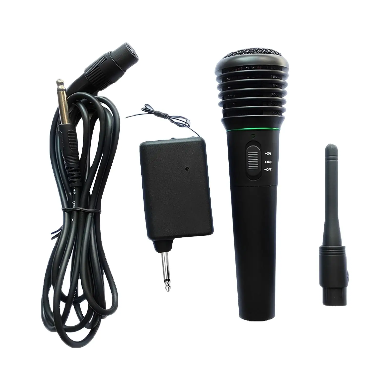 Handheld Cordless Dynamic Mic 2 in 1 with Receiver Vocal Microphone Wired Microphone for Audio Home KTV Tablet Computer Laptop