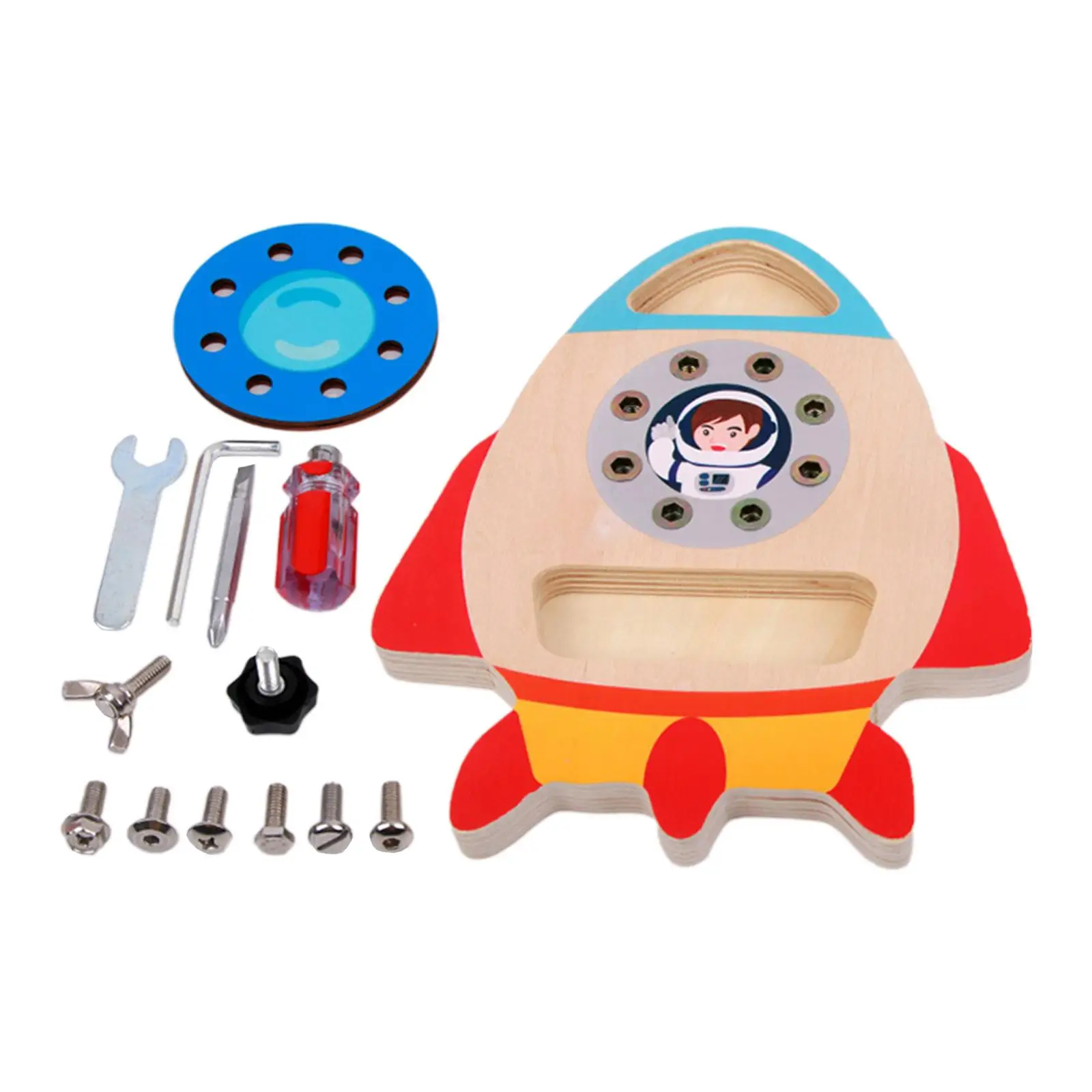 Montessori Rocket Shaped Screwdriver Board Set Educational Sensory Learning Toy Develop Fine Motor Skills for Children Kids Boy