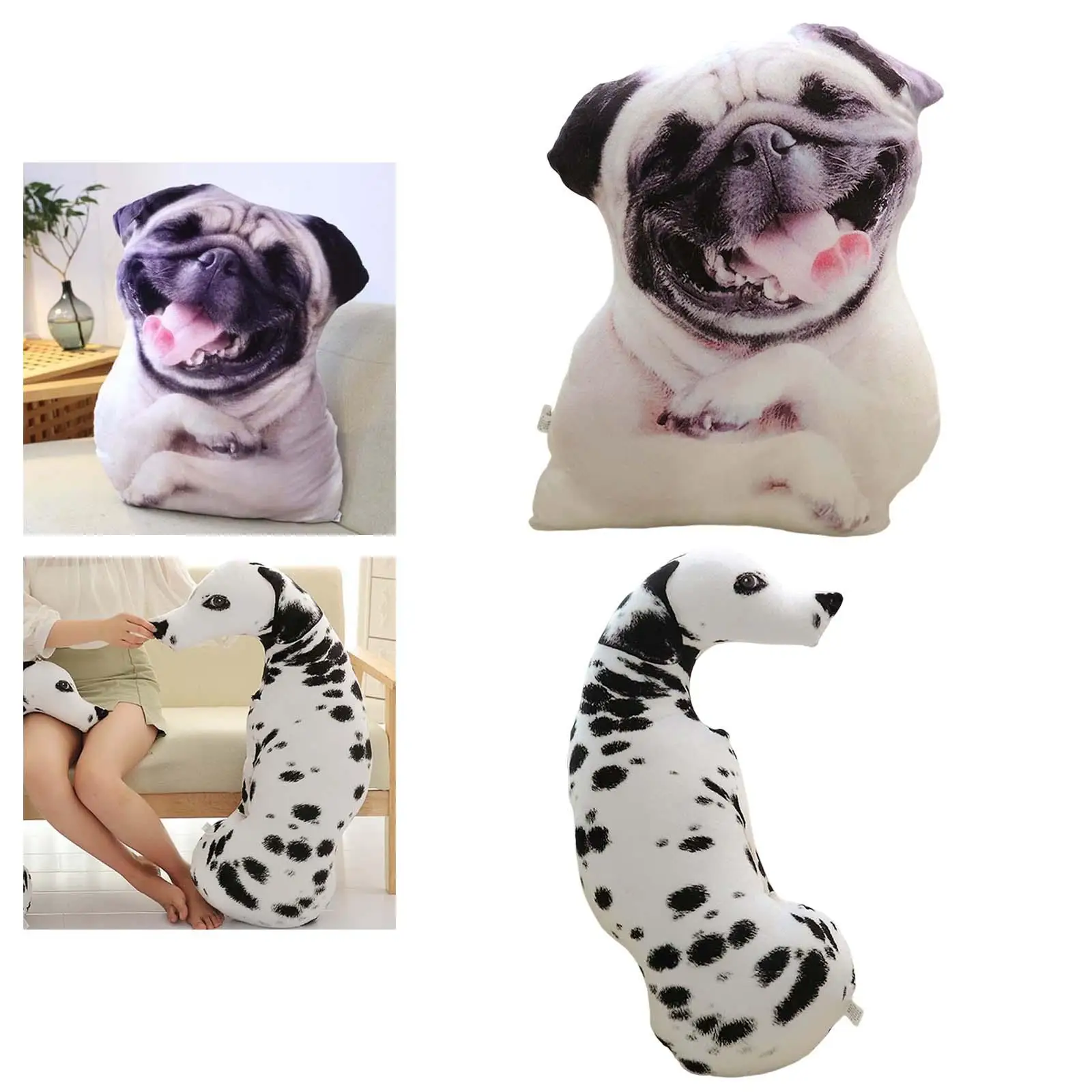 Simulation Puppy Shape Cushion Stuffed Animal Dolls Dog Print Pillow for Prop Toy