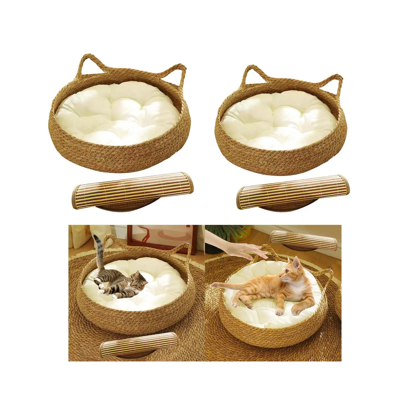 Cat Bed Basket Breathable with Removable Cushion Dog Bed Furniture Protector Washable Cat Lounge Cat House for Indoor Cats Puppy