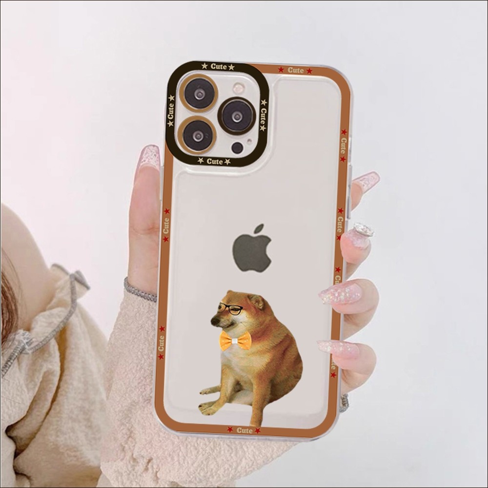 Doge Meme Kabosu Милый Забавный чехол для телефона iPhone 14 13 12 11 Pro  Max Mini X Xs XR 6 7 8 Plus SE 2020 прозрачный чехол