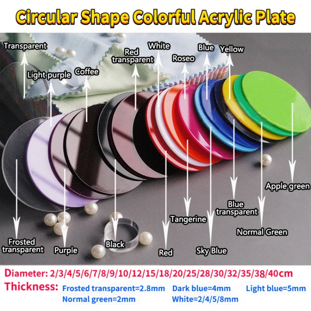 Plaque Acrylique Colorée de Forme Circulaire, Disque en Plexiglas,  Décoration de Base de Beurre à Main DIY, Diamètre 2-40cm, Épaisseur 2/2mm,  3/2mm, 8mm, 4mm, 5mm, 8mm - AliExpress
