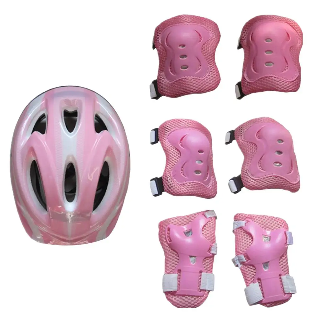 7pcs Kids Sports Protective Gear Set 58-62cm Helmet, Knee & Elbow Pads, Wrist Guards for  Cycling Roller Skating