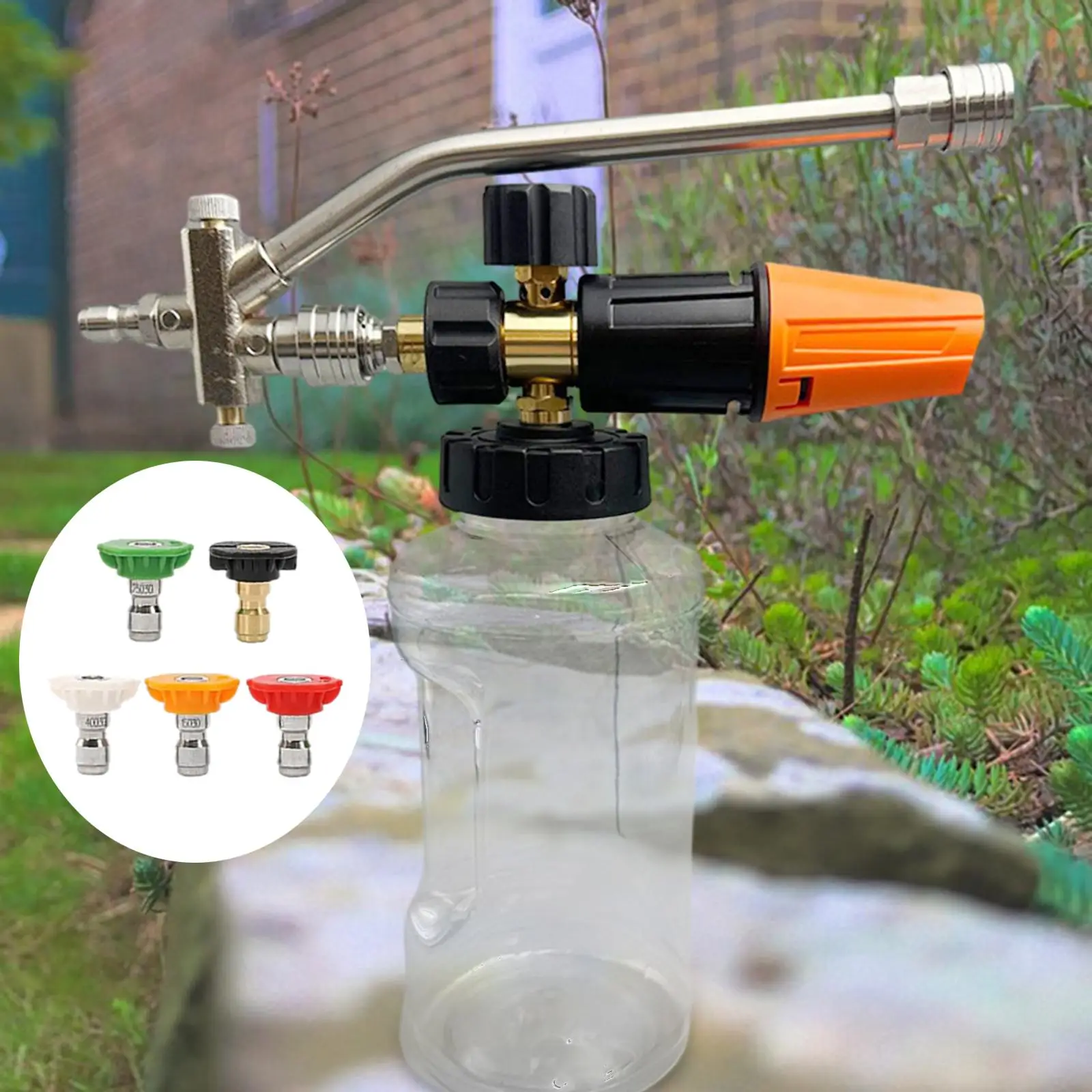 Dual Connector Accessory, Dual Valves Foam Spray Nozzles, Pressure Washer Double Tip Attachment