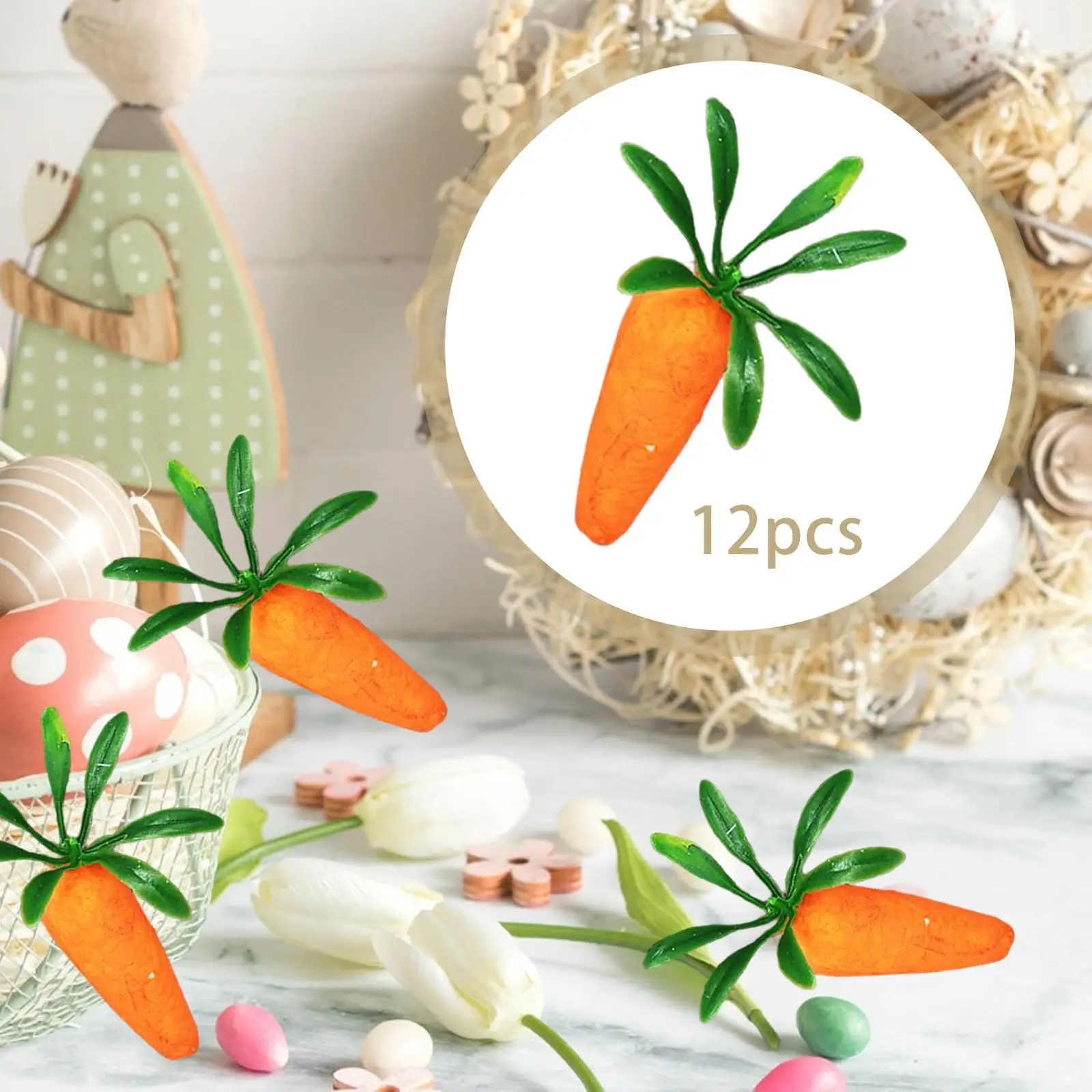 12x Artificial Easter Carrots Spring Decoration Decorative DIY Crafts Thanksgiving Harvest Carrots for Photo Props Home Decor