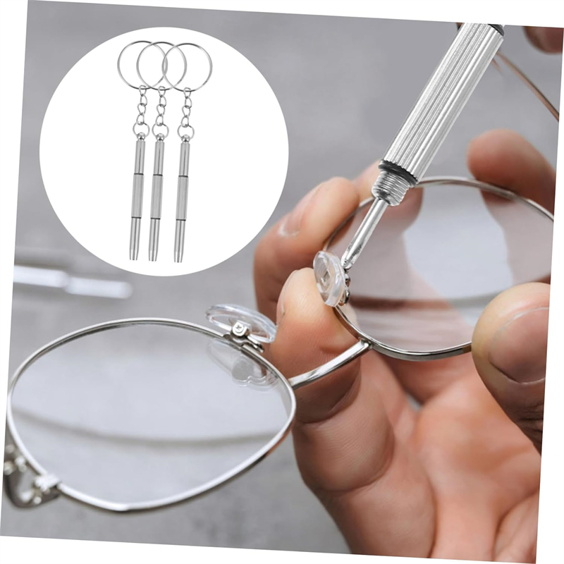 Mini-Handbrillen-Schraubendreher, 3-in-1-Brillenreparatursets, Multifunktions-Schraubendreher-Set für Sonnenbrillen, Uhren und Brillen mit Schlüsselanhänger – Detail 5