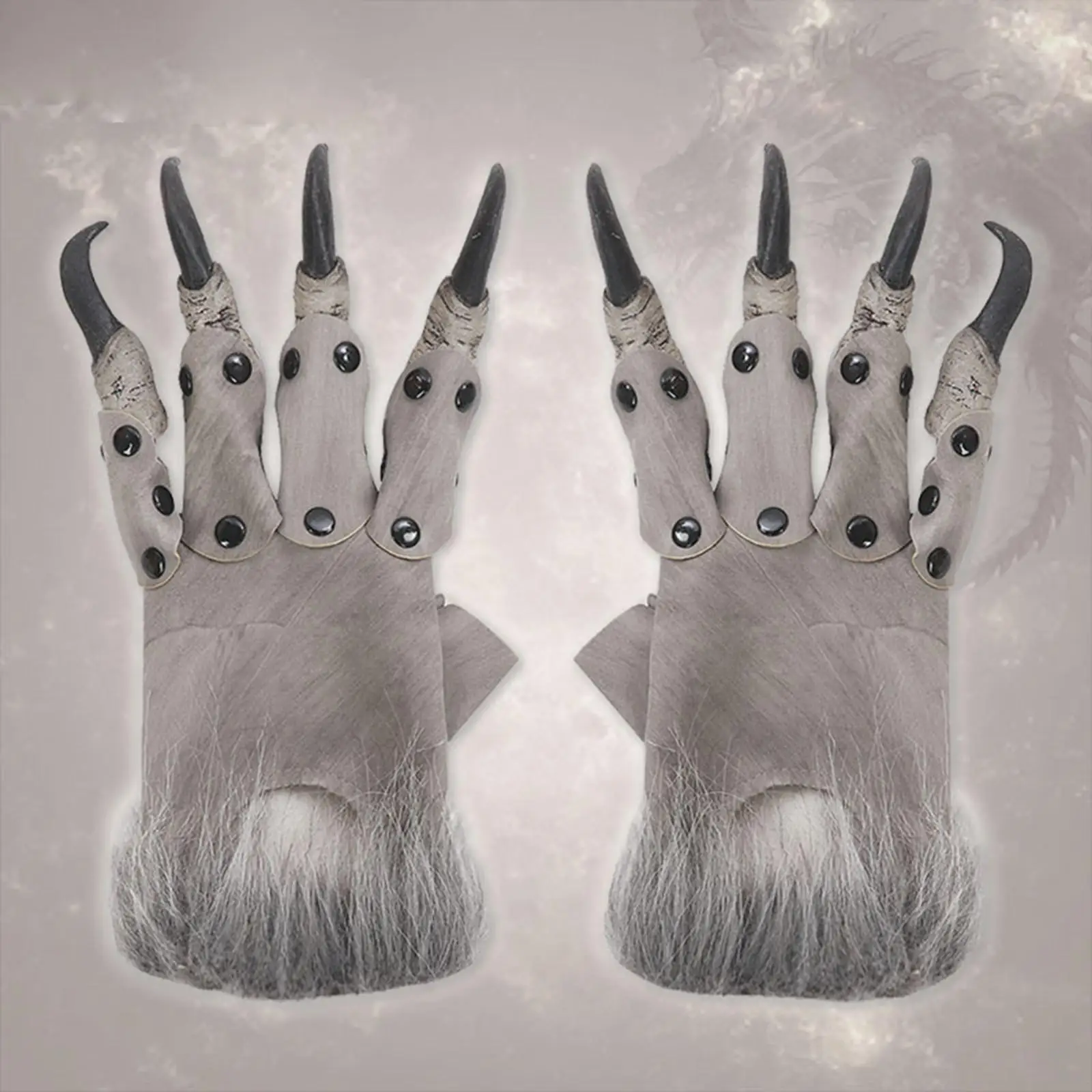 Hairy Halloween Dragon Glove Costume Claw Dress up Mitts Gift Monster Hands Paws for Carnival Fancy Dress Easter Party Props