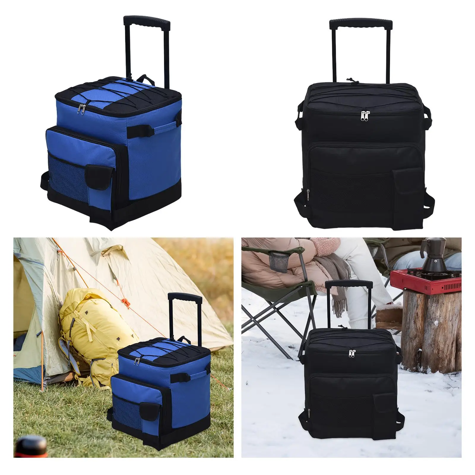 Rolling Cooler Cart BBQ Food Container Case Car Camping Cooler Bag Insulated
