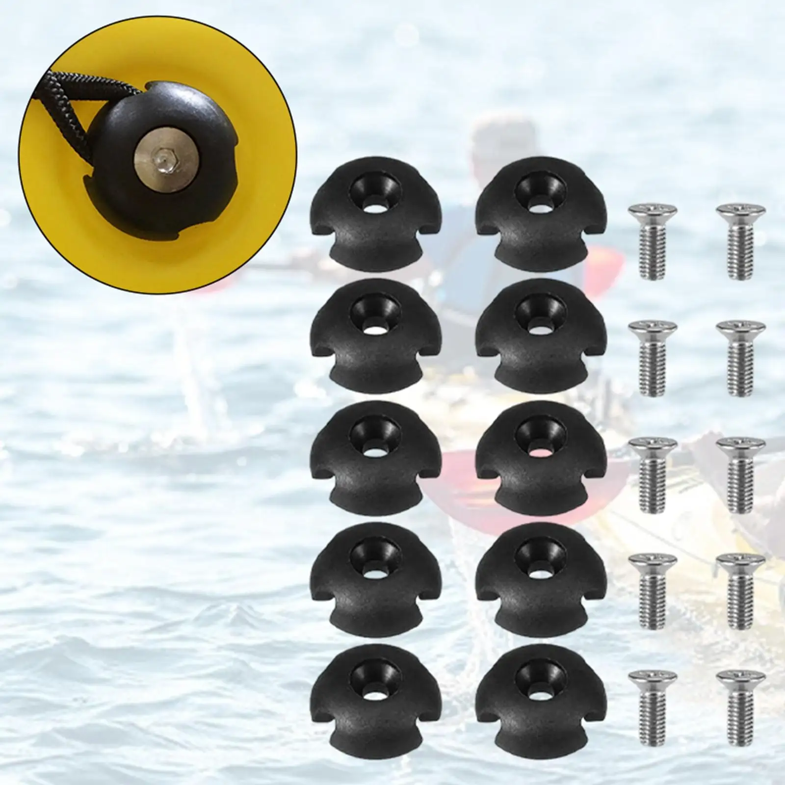 10 Pieces Deck  Slotted Round W/ Screws for Kayaks Outdoor Paddle Rope