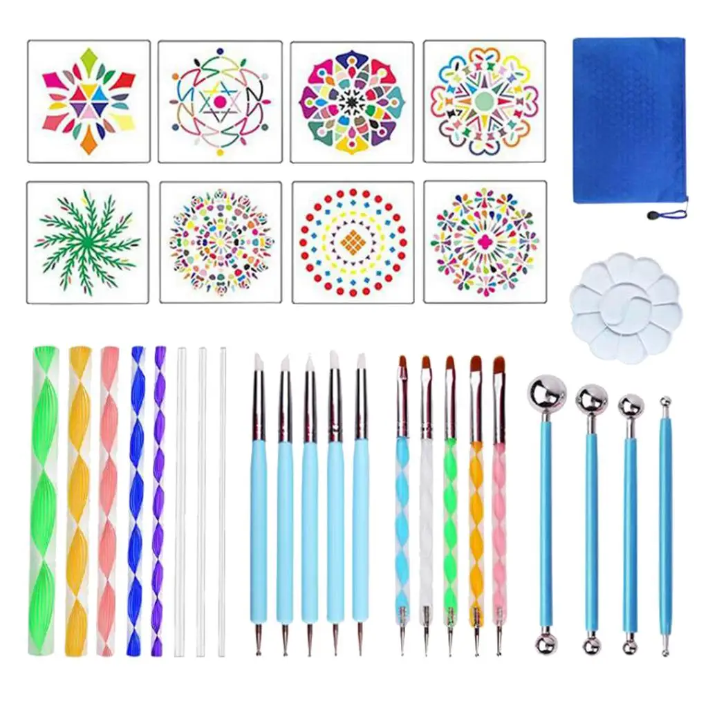 32Pc Mandala Dotting Tools Rock Painting Kits Dot Art Pen Paint Stencil for Kids