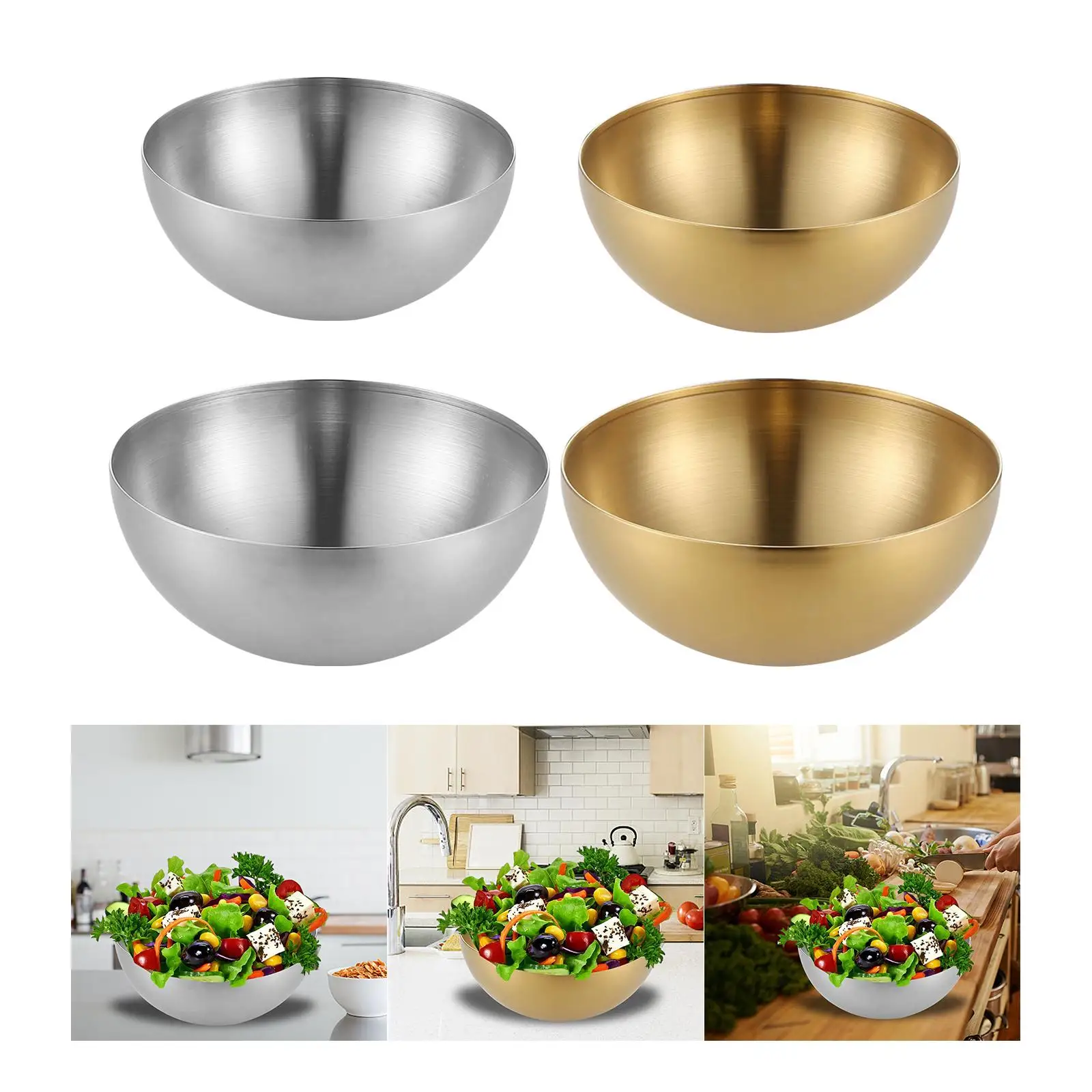Stainless Steel Mixing Bowls Food Storage Organizers Lightweight Salad Bowls Soup Bowls Multifunction Metal Bowls for Cooking
