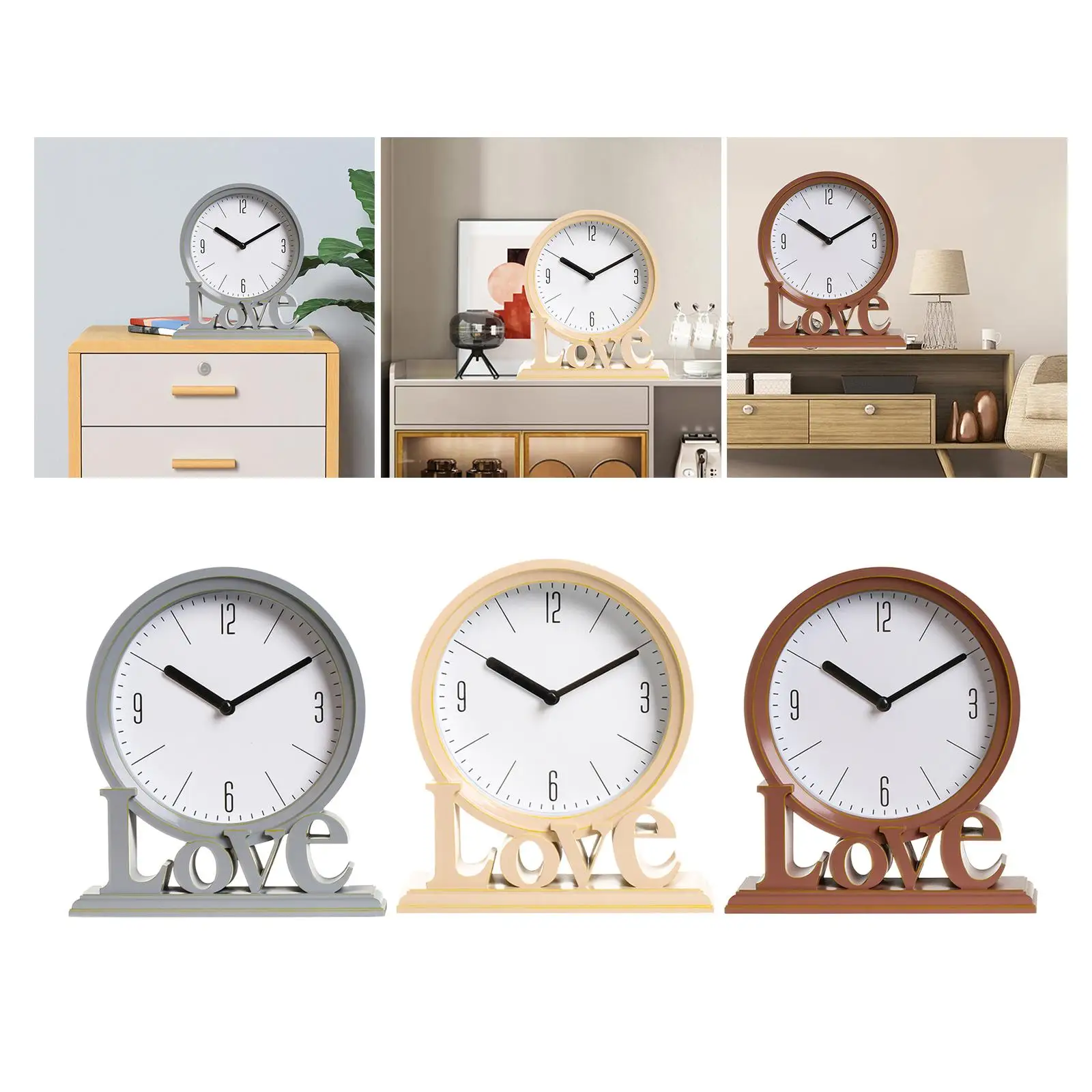 Romantic Love Letter Table Clock Silent Decoration Measure 7x2x8inch Elegant