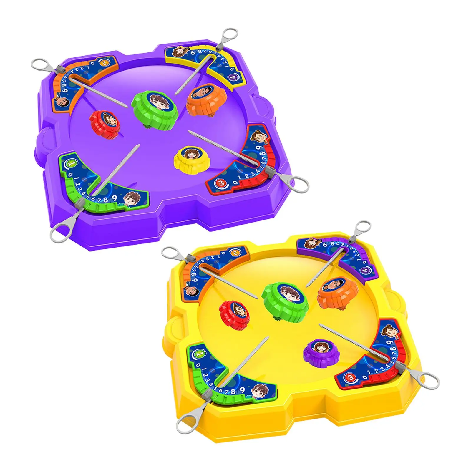 Gyro Toy Set Competitive Games Developmental Toy Drop Resistant Foursome Pullout Gyroscope for Kindergarten Desktop Holiday Kids