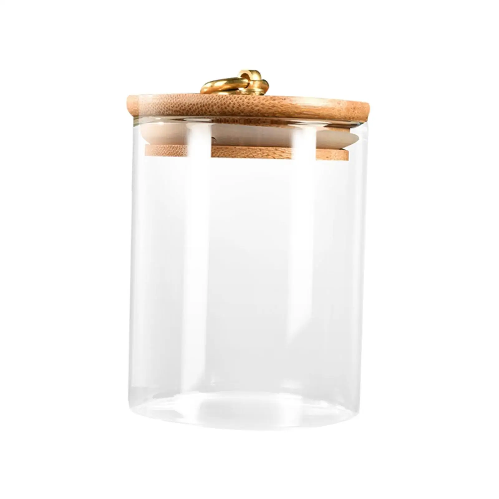 Glass Storage Jar Multi Used Food Storage Jar Transparent Empty Bottle Wooden Lid for Kitchen Small Items Condiments Nuts Sugar