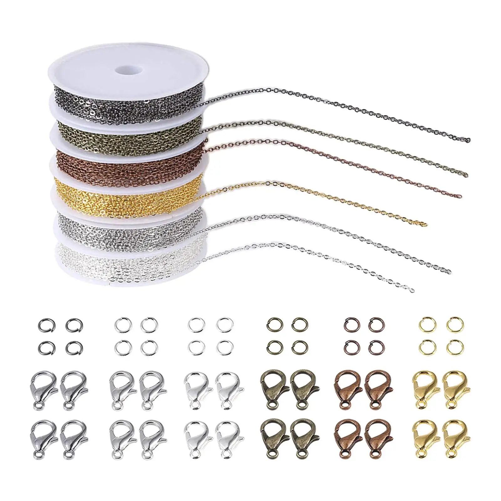 Chain Link Bulk Set 60 Lobster Clasps 180 Open Jump Rings for DIY Necklace