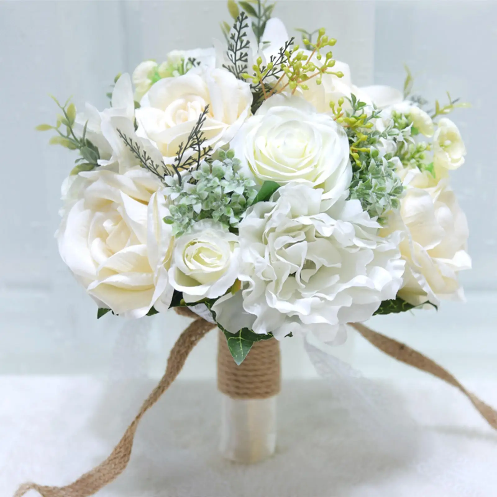 Artificial Handmade Rose Flowers Wedding Bouquets Bridesmaid Holding Flower Exquisite Photography Props Toss Bouquet Elegant