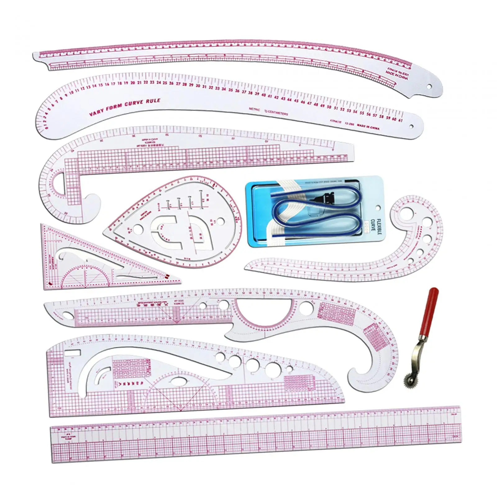 Style Sew French Curve Ruler Set Measuring Tools Bendable School Student Teaching Metric Rulers Set for Designers Sewing Tailors