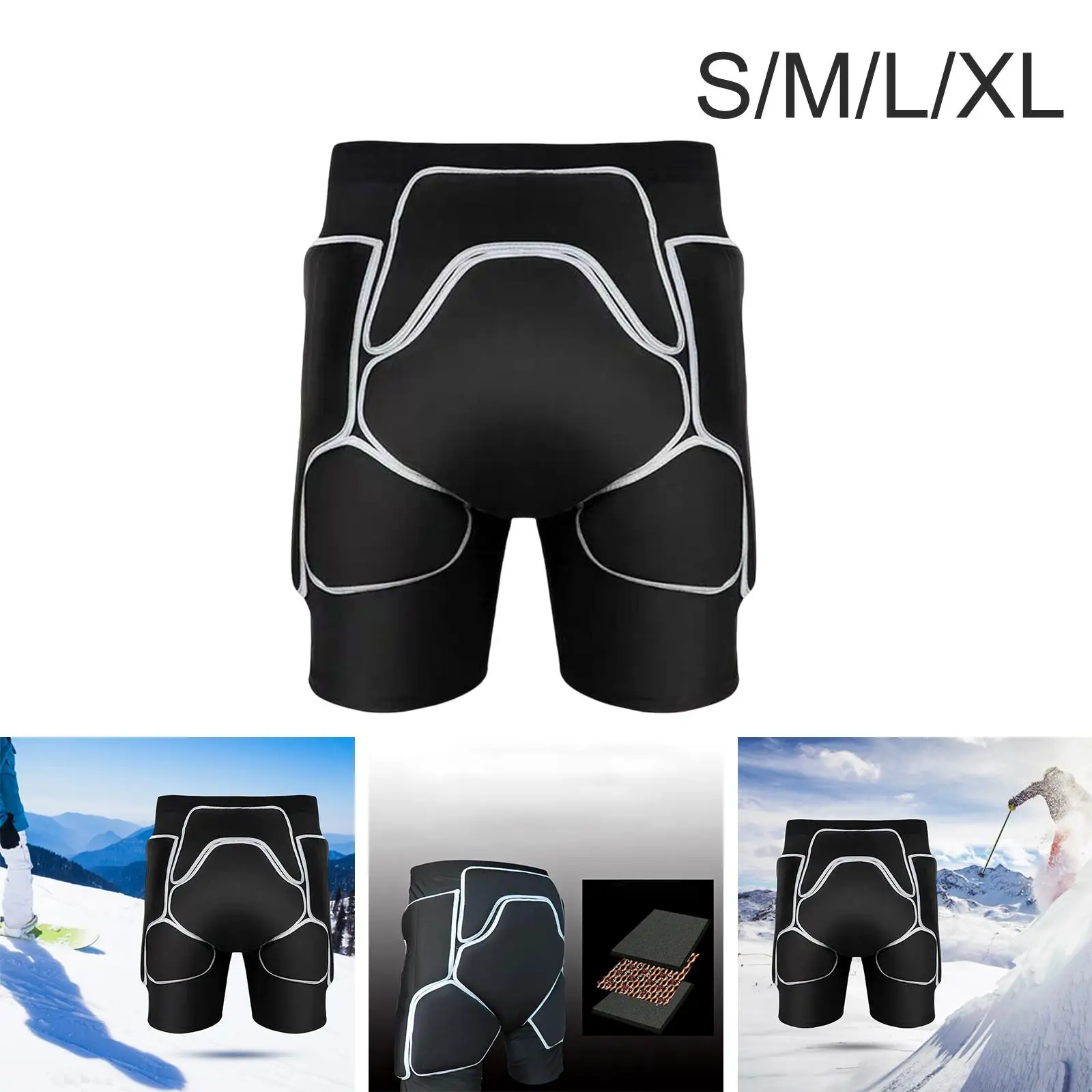 3D Padded Shorts Protection Hip Pants Snowboard Riding Breathable Sliders EVA Roller Unisex Undershorts for Skate Ski Women Men