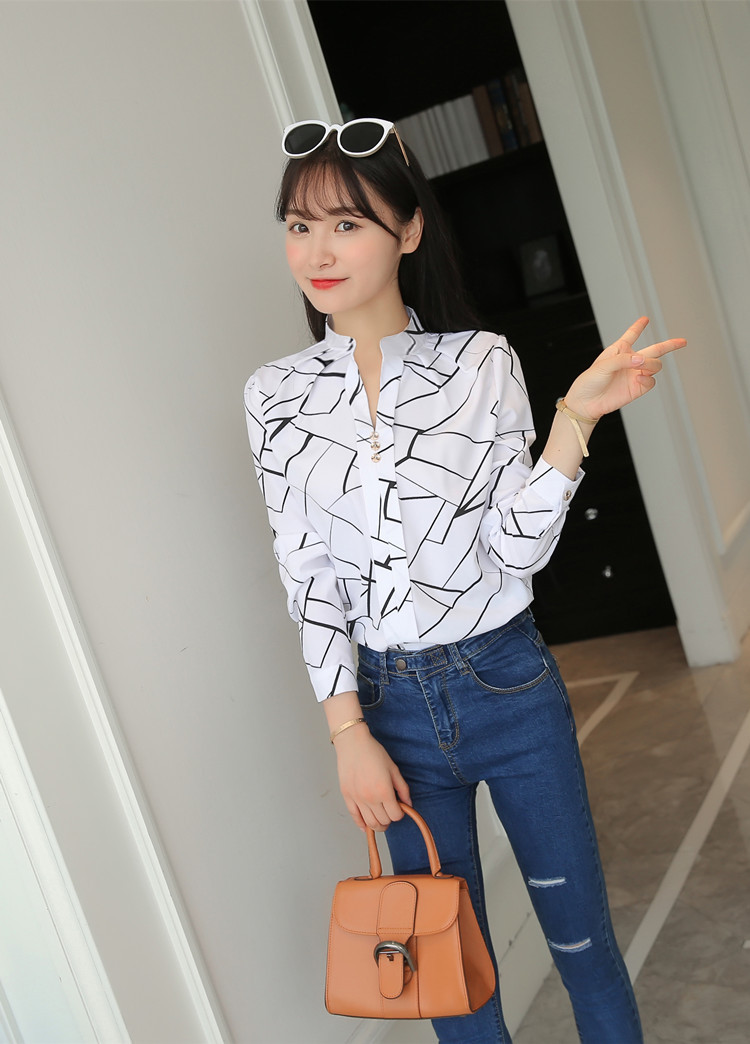 Title 11, Stripe White Women Shirt Korean Fashion Women