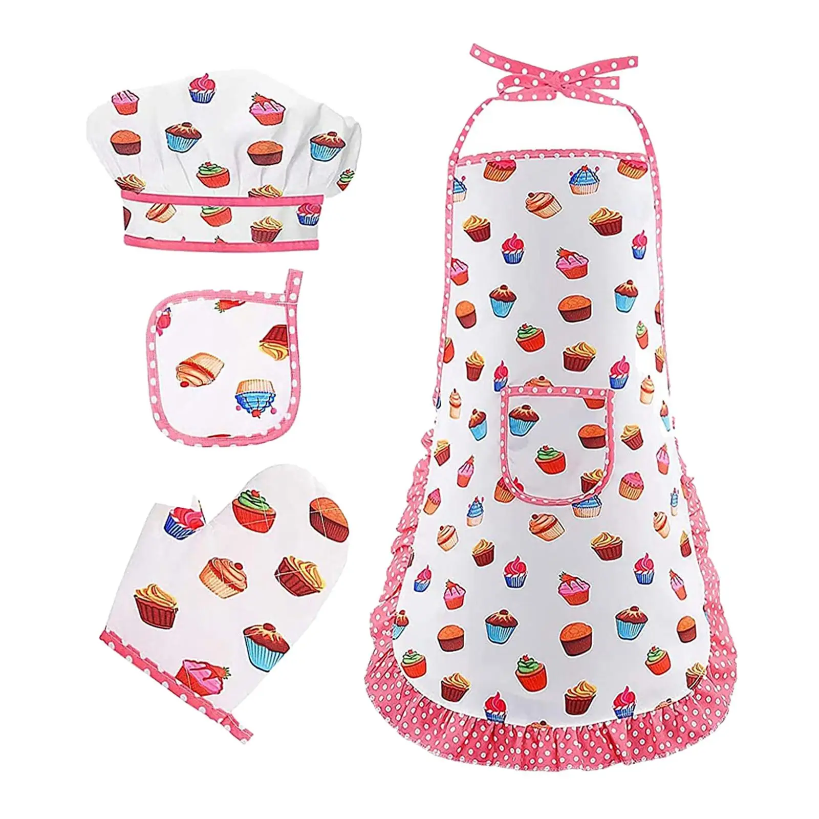Simulation Kids Cooking Baking Set Early Learning Educational Chef Hat Chef Clothing Set for Girls Toddlers Children