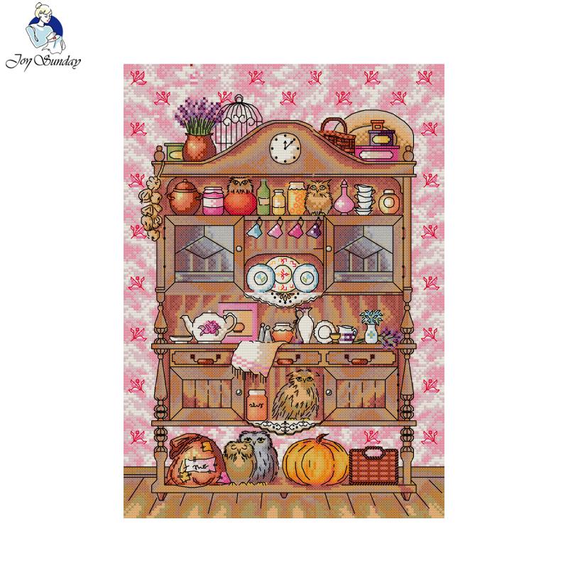 Joy Sunday Regal mit Eulen bedruckte Kreuzstich-Sets Aida-Stoff 16CT 14CT Stoff DIY Handwerk Nadel Canva Handstickerei-Sets – Detail 1