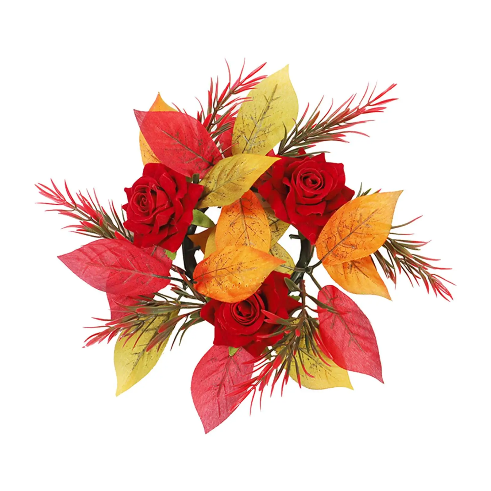 Candle Ring Wreath Fall Wreath Decorative Maple Leaves Wreath Candle Holder Rose Wreath for Centerpieces Festival Living Room