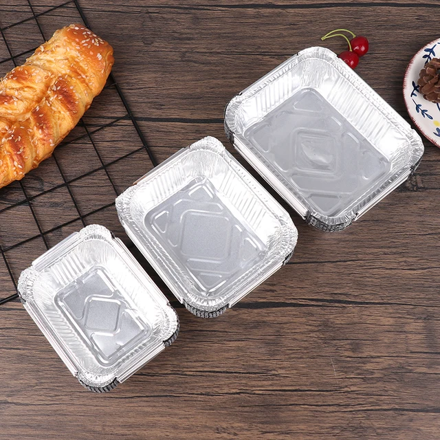 10Pcs Rectangular Tinfoil Tray Thickened Bowl Takeaway Commercial Cake  Dessert Baking Aluminum Foil Packaging Boxes - AliExpress