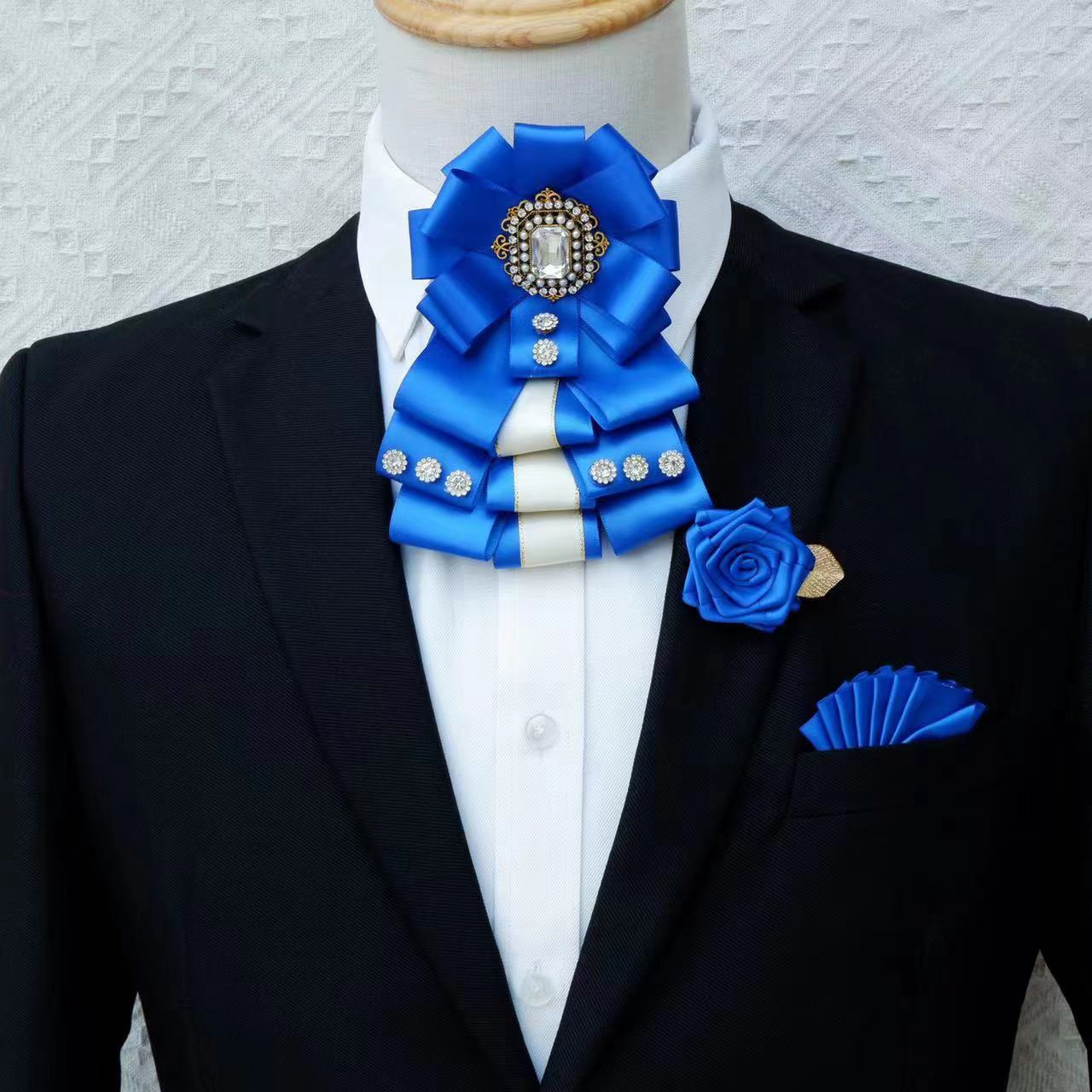 Männer Hochzeit Fliegen Brosche Set Männer Frauen Britischen Koreanische Business Formale Kleid Kristall Kragen Blume Luxus Original Schmuck – Detail 2