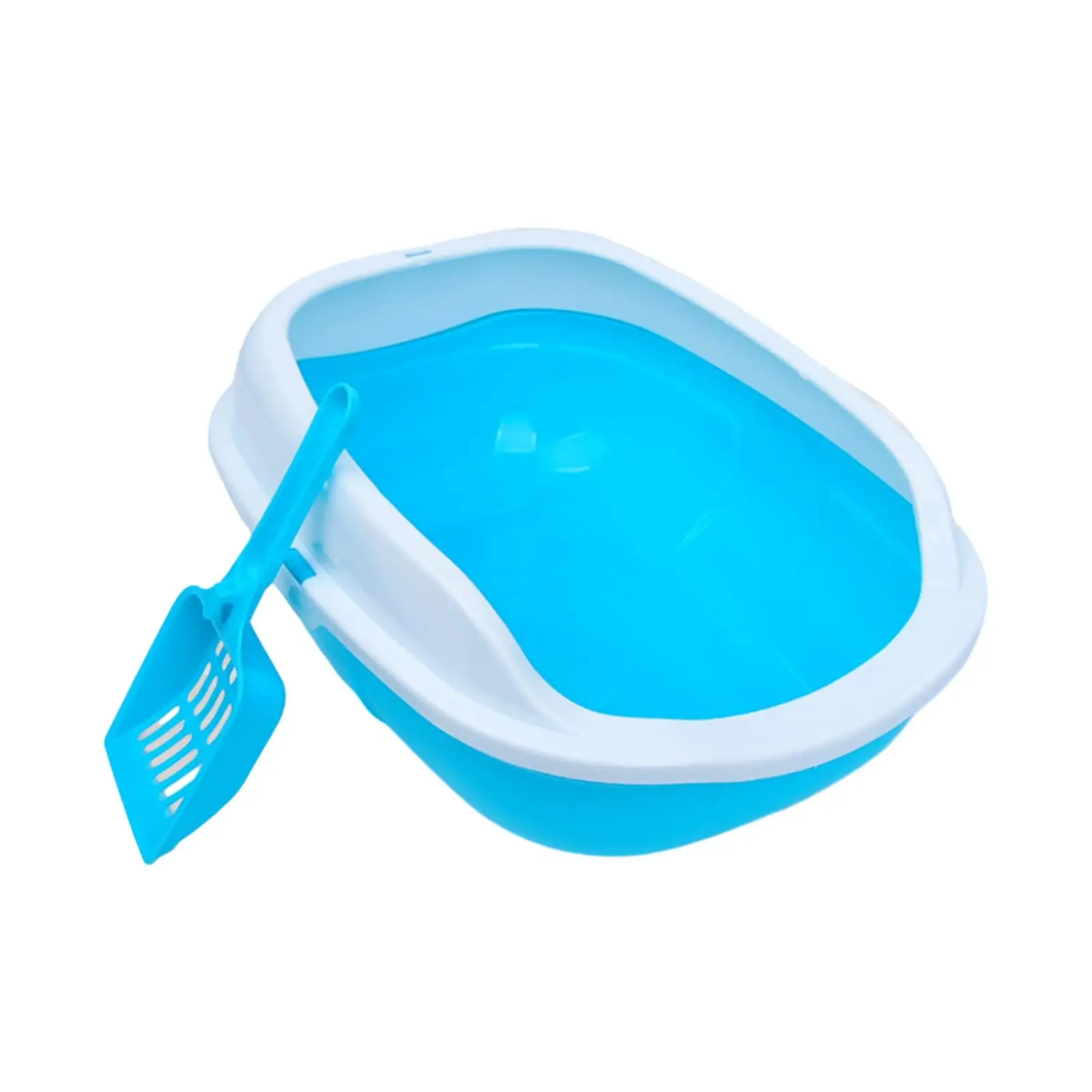 Cat Litter Box Reusable with Scoop Splashproof Open Top Pet Litter Tray