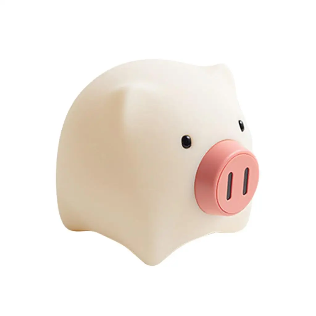 Cute LED Silicone Night Light Pig USB Rechargeable Portable Lamp kids children room