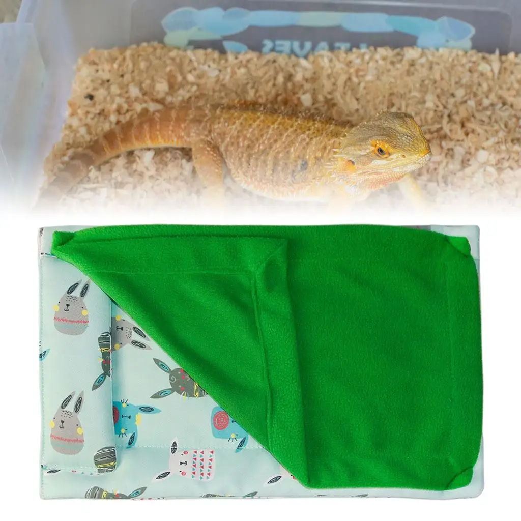 2x Soft Pad Reptile Sleeping Bag Carpet Bedding W/ Blanket Pillow Bearded Dragon for Supplies Gecko Little Pet Animals Hamster