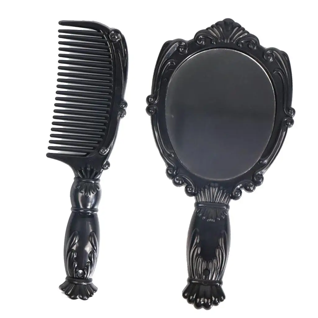 2 In 1 Hair Comb Set Women Ladies Vanity Hand Mirror Kit No More
