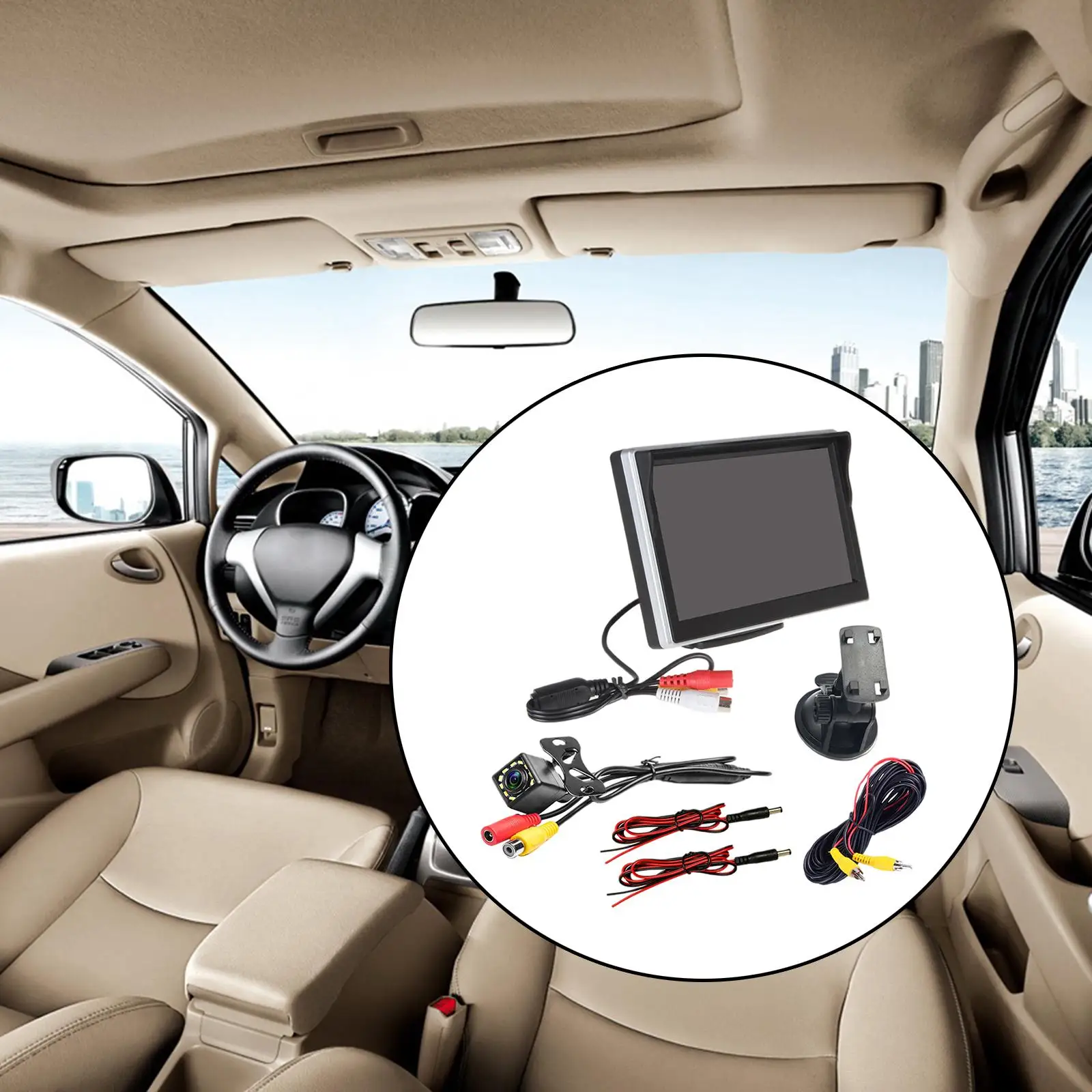 5-Inch 12 LED Car Monitor Camera Super Slim Rear View Camera System Fit for Camper