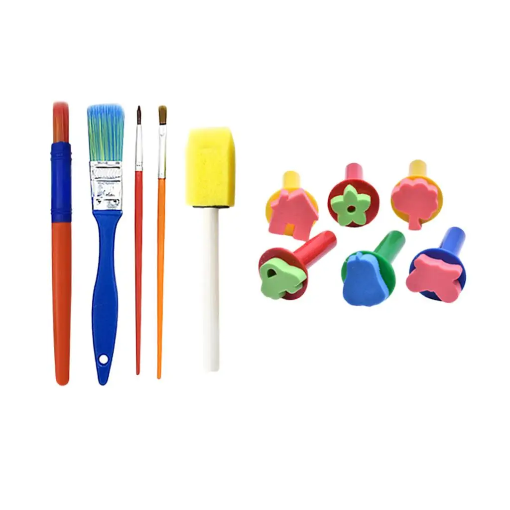50 pieces child sponge painting brush stamp drawing brush set with