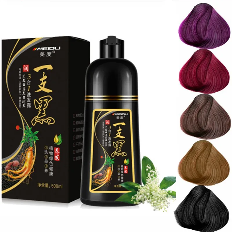 Best of 500ML Natural Soft Shiny Brown Golden Hair Dye Shampoo Wine Red Purple Hair Color Shampoo Black Grey Hair Removal For Men Women Reviews & Tips