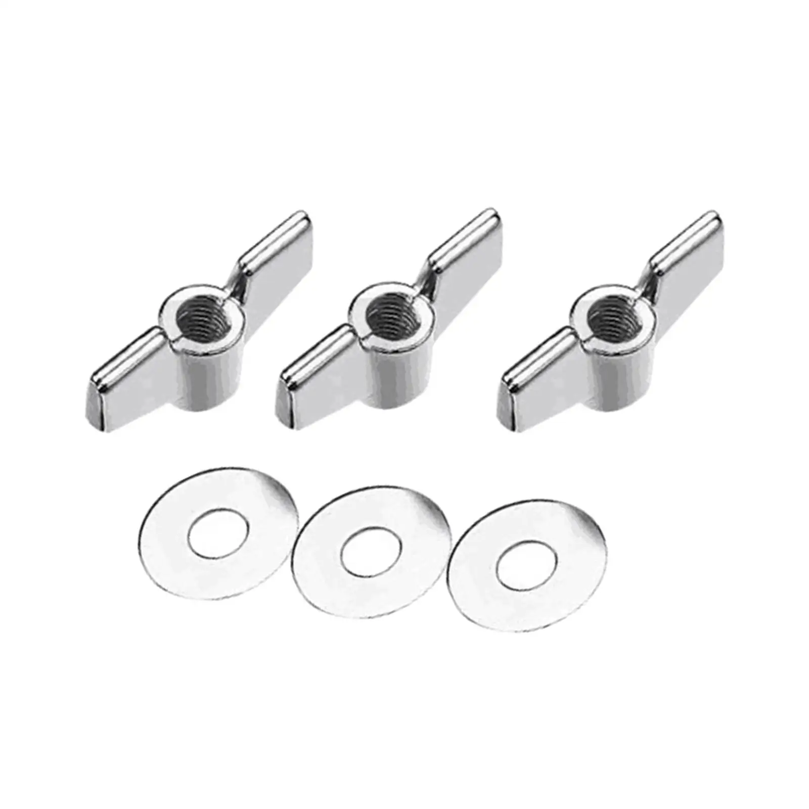 3Pcs Cymbal Wing Nuts with Washers Durable Metal Drum Accessory Heavy Duty Musical Instrument Parts Practice Cymbal Accessories