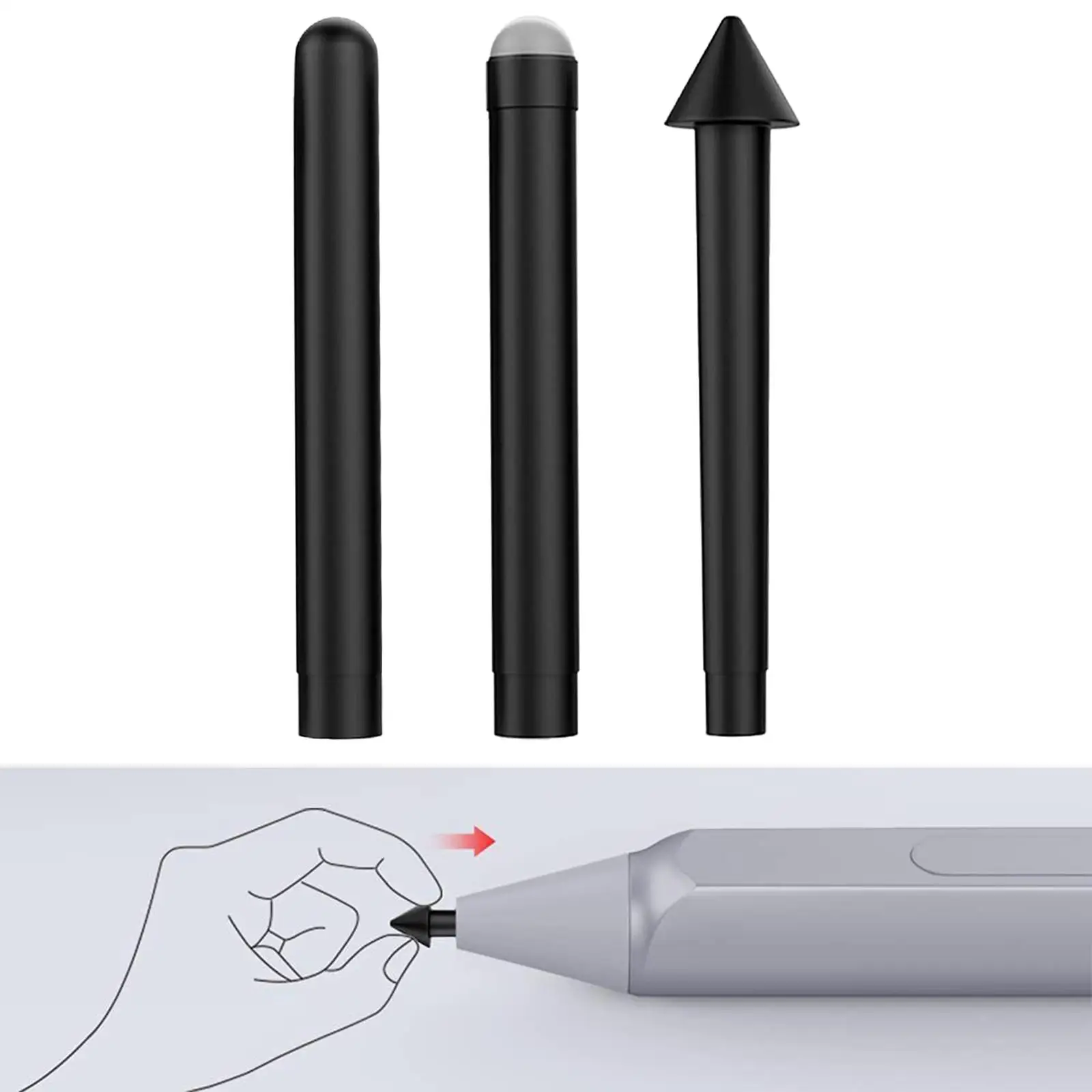 3x Flexible  Tips 2H H Smooth Writing Tablet Touch PensNibs for  Surface  6 7  Tips Replacement Black