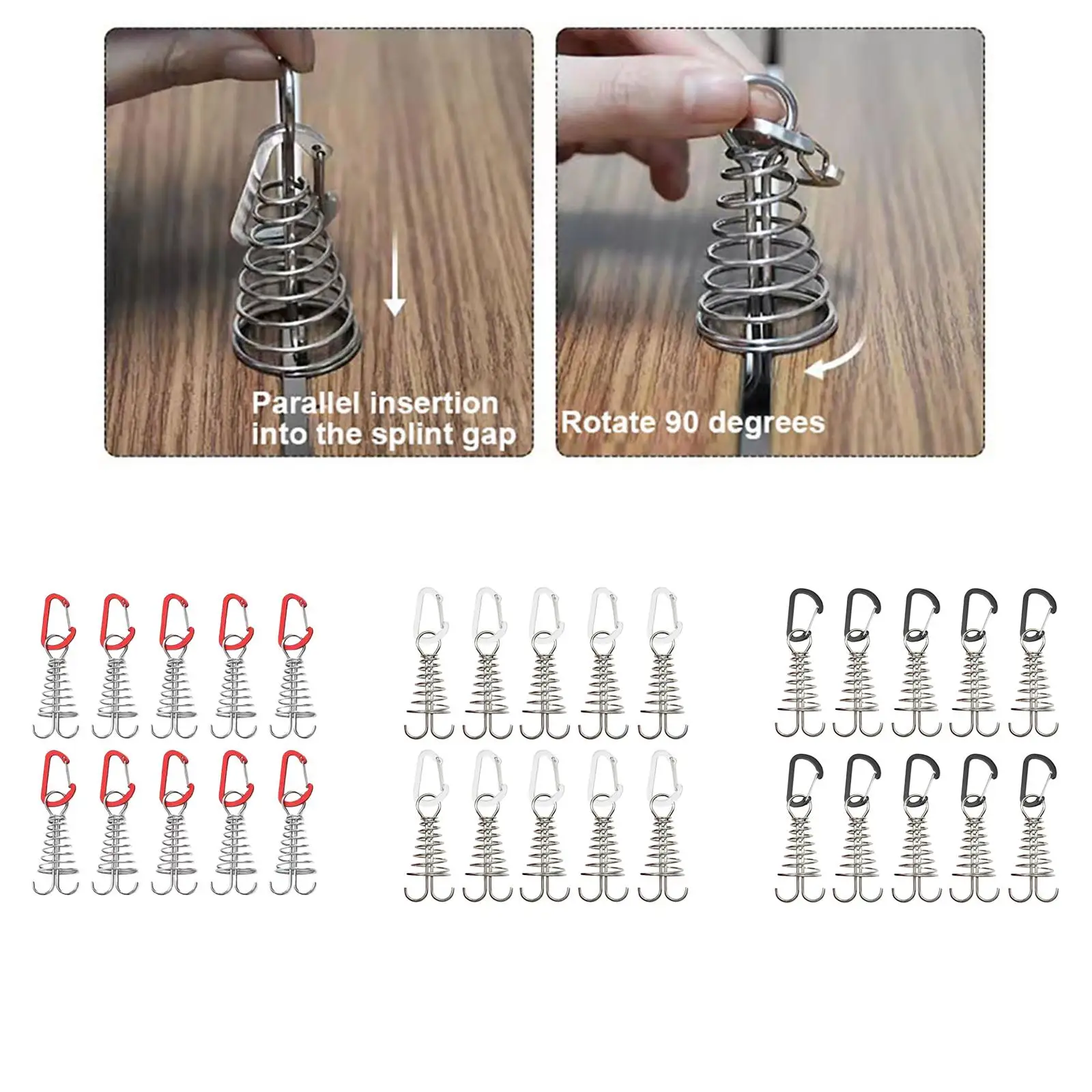 10Pcs Tent Stakes Deck Anchor Peg Spring Buckle Awning Tent Accessories Nail Hiking
