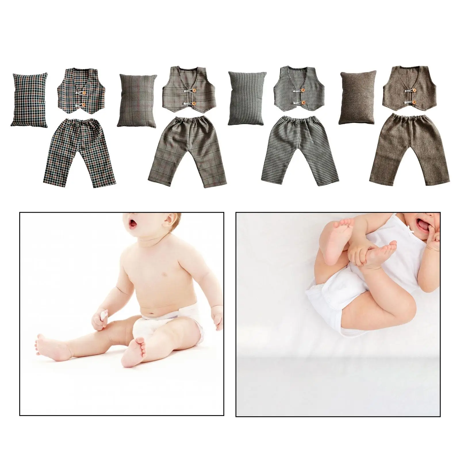 Baby of Pillow Vest Pants Trendy Versatile Soft Clothing Accessories Girl and Boy Baby Photography Props for Gift Party