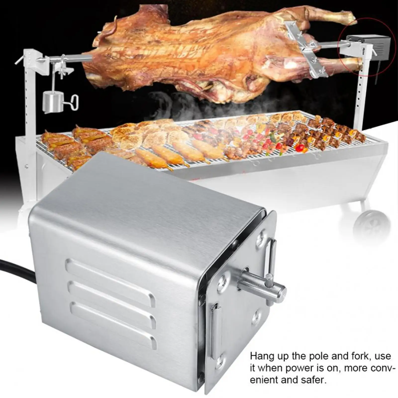 Rotisserie Accessories Roaster Stainless Steel Barbecue Grill Motor for Outdoor EU Plug