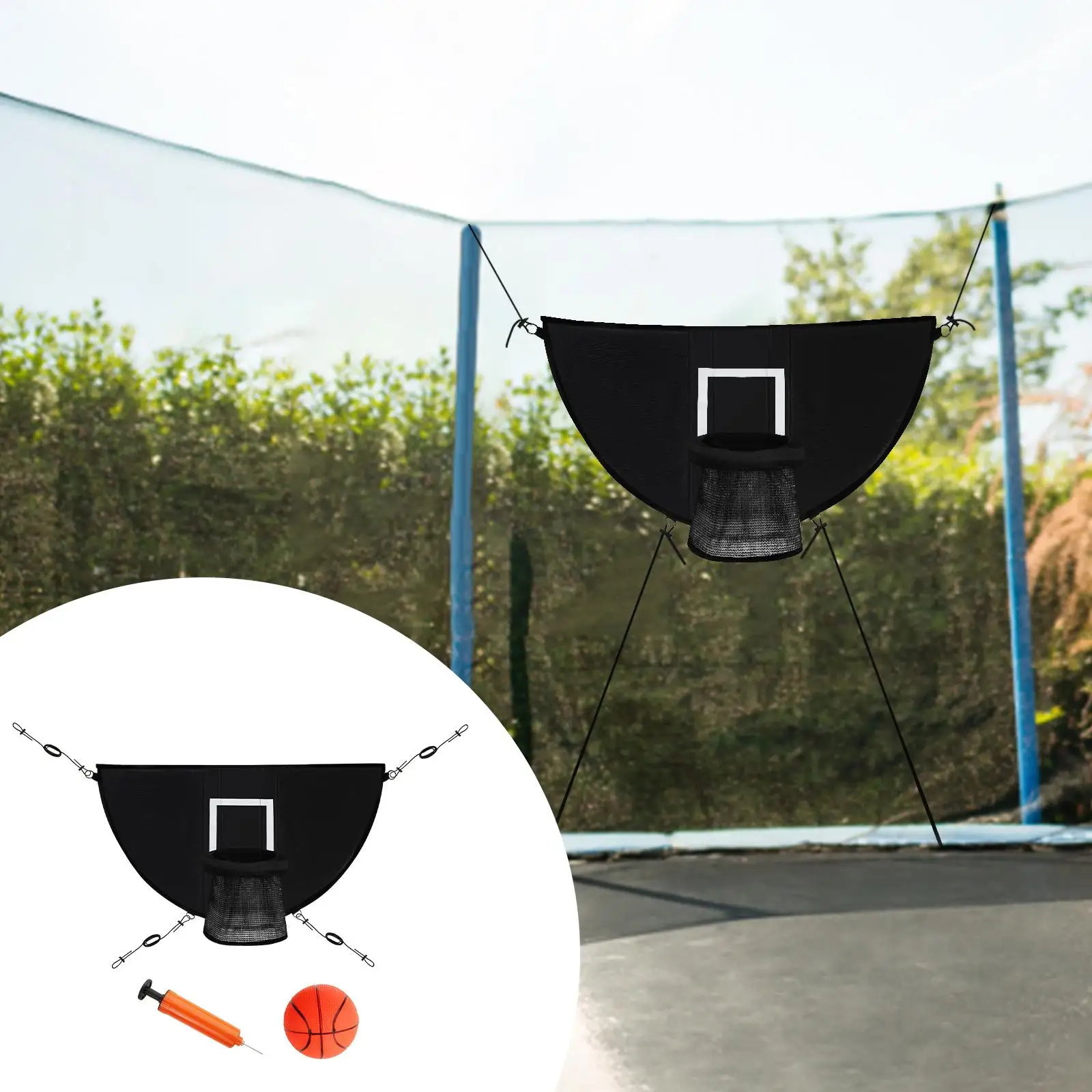 Trampoline Basketball Hoop with Ropes Kids Durable with Pump and Mini Basketball Basketball Frame Backyard Basketball Goal Game