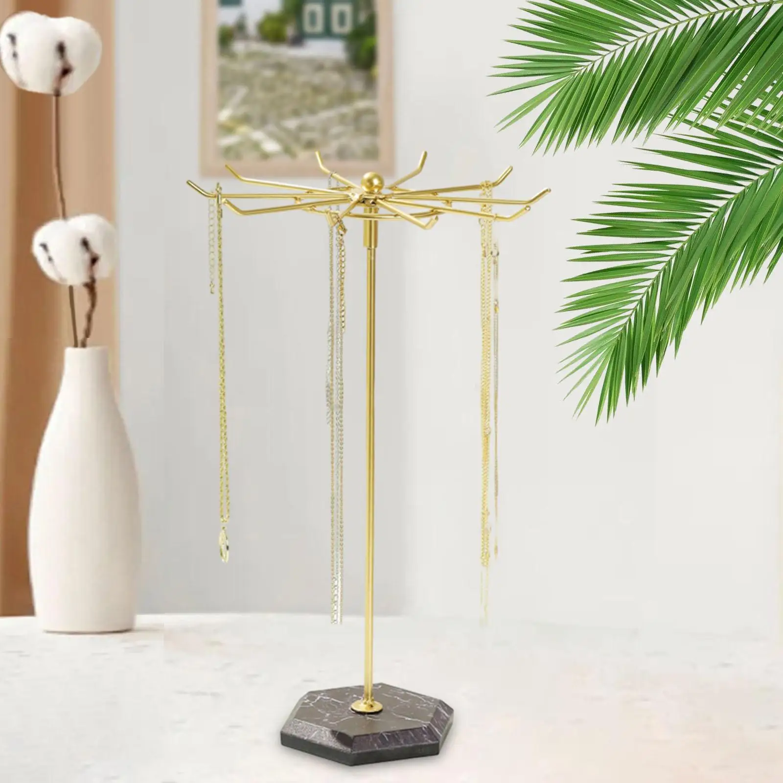 Jewelry Organizer Stand Showcase with Stable Base Necklaces Holder Jewelry Display Rack for Necklaces Pendant Rings for Stores