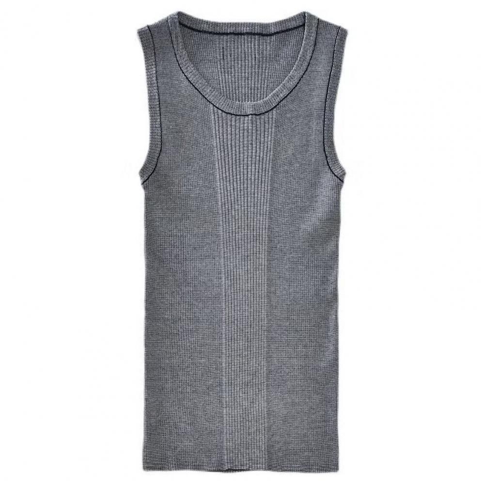 Description Picture 3 of itemSummer Men Vest Sleeveless Roun Neck Slim Fit Ribbed Knitted Elastic Breathable Casual Activewear Workout Fitness Gym Tank Top