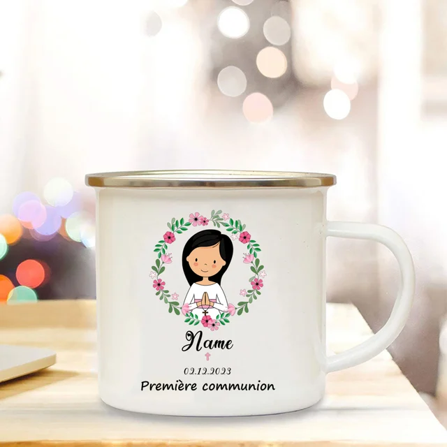 Tazza personalizzata per bambini cioccolata calda tazza con nome  personalizzato tazze da caffè manico tazze bomboniere bambino prima  comunione regalo per feste - AliExpress