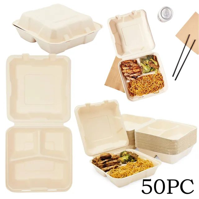 Hemoton 10PCS Box Takeout containers Meal containers bento Lunchbox  Disposable bento containers Food Container Disposable containers Convenient