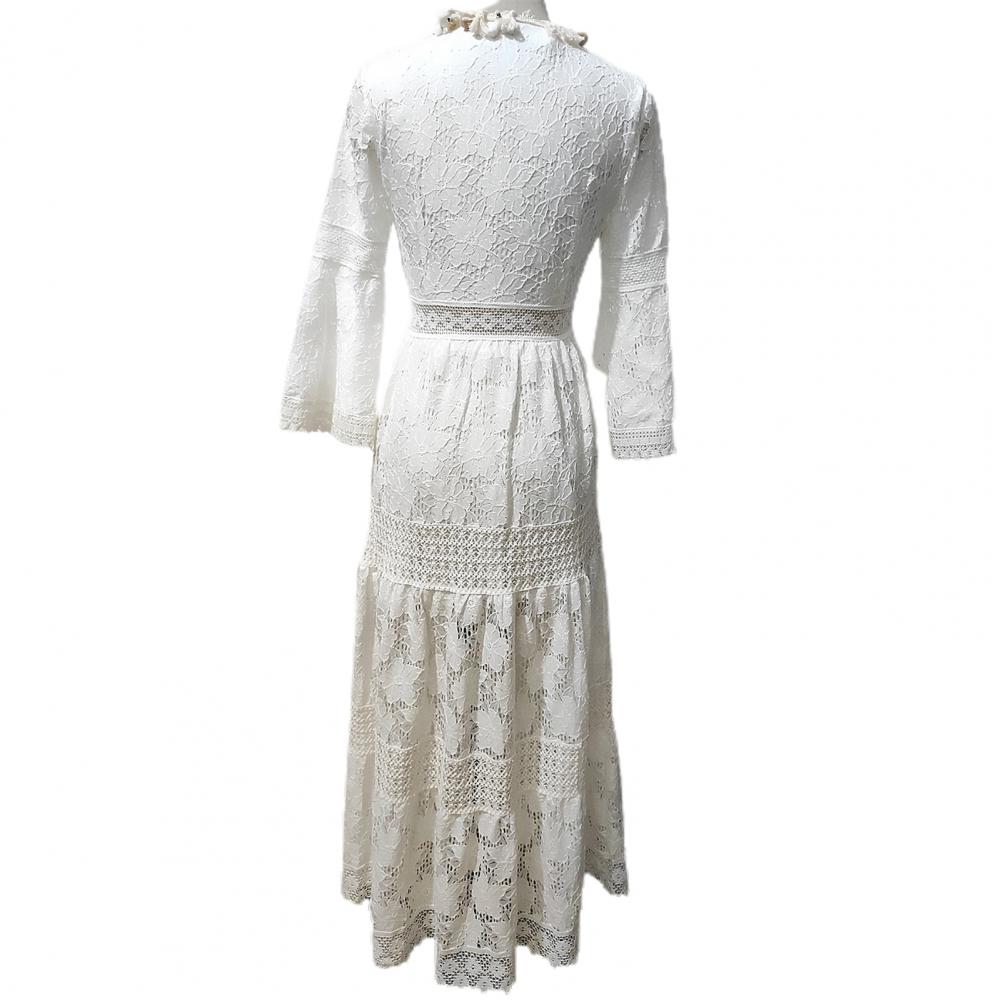 Vestido longo das mulheres boho laço maxi