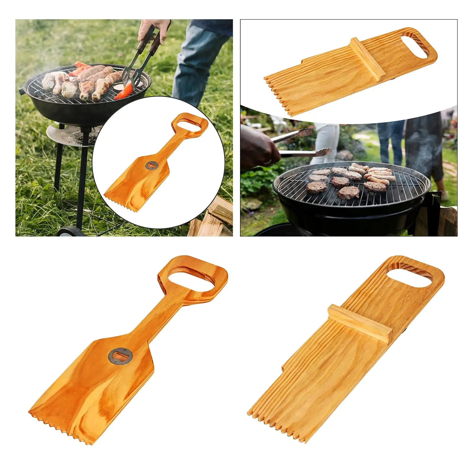 Wooden Grill Scraper Cookware Flat Barbecue Turners for Turning Serving Frying